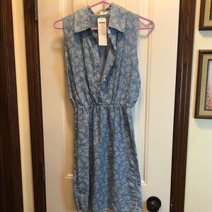 Eunice Lai Light Denim-Blue Floral Sleeveless Dress